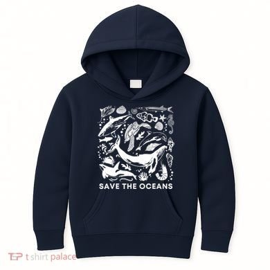 Save the Oceans-Whale Turtle Orca, Climate change-sea lover Kids Hoodie