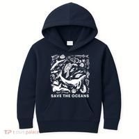 Save the Oceans-Whale Turtle Orca, Climate change-sea lover Kids Hoodie thumb 0