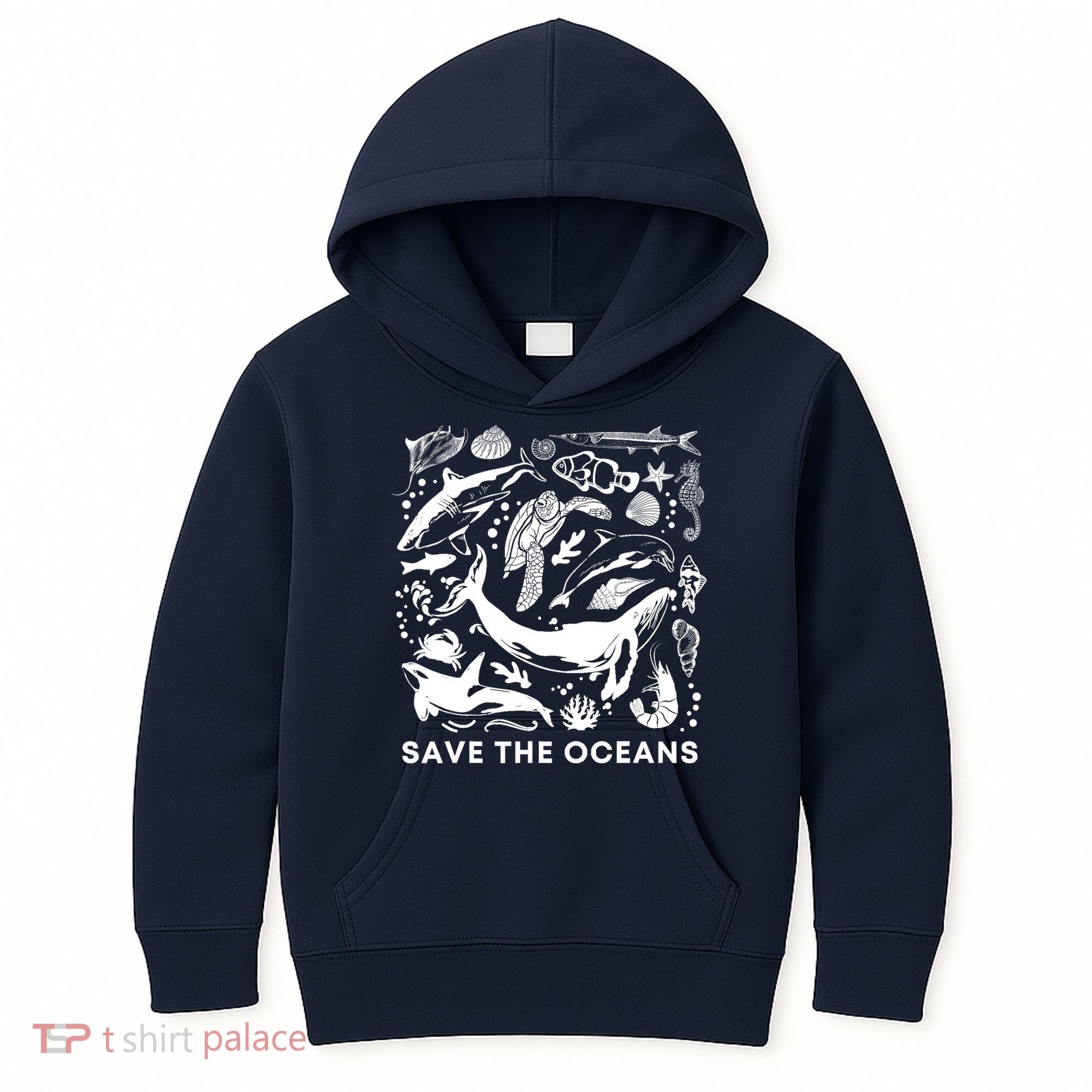 Save the Oceans-Whale Turtle Orca, Climate change-sea lover Kids Hoodie