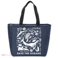 Save the Oceans-Whale Turtle Orca, Climate change-sea lover Tote Bag thumb 0