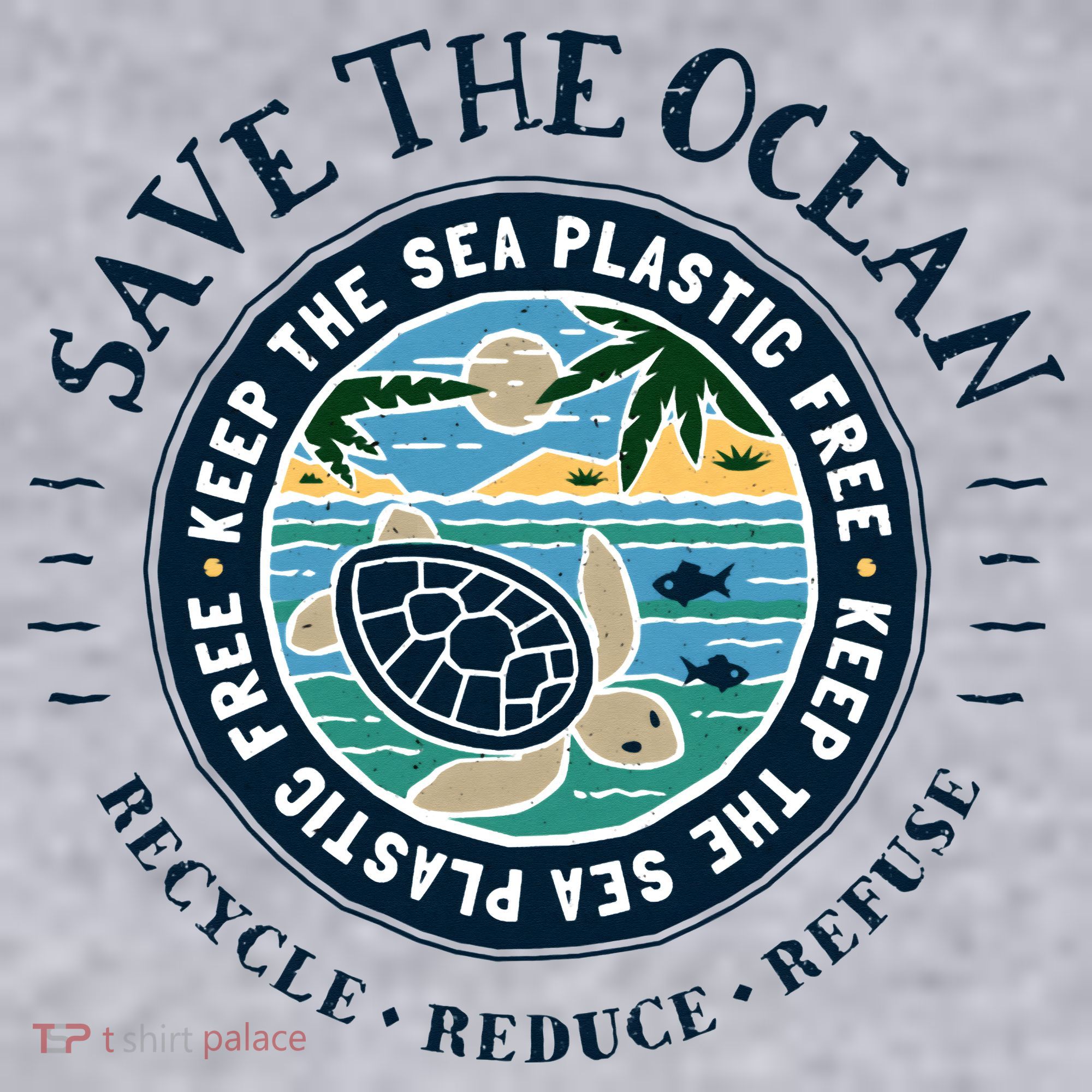 Save The Ocean Keep The Sea Plastic Free Turtle Scene Women's Sweatshirt