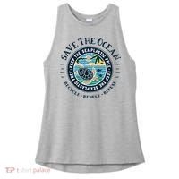 Save The Ocean Keep The Sea Plastic Free Turtle Scene Ladies PosiCharge Tri-Blend Wicking Tank thumb 0