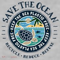 Save The Ocean Keep The Sea Plastic Free Turtle Scene Ladies PosiCharge Tri-Blend Wicking Tank thumb 2