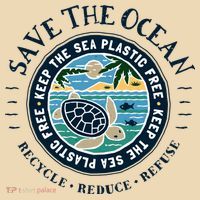 Save The Ocean Keep The Sea Plastic Free Turtle Scene Tote Bag thumb 4