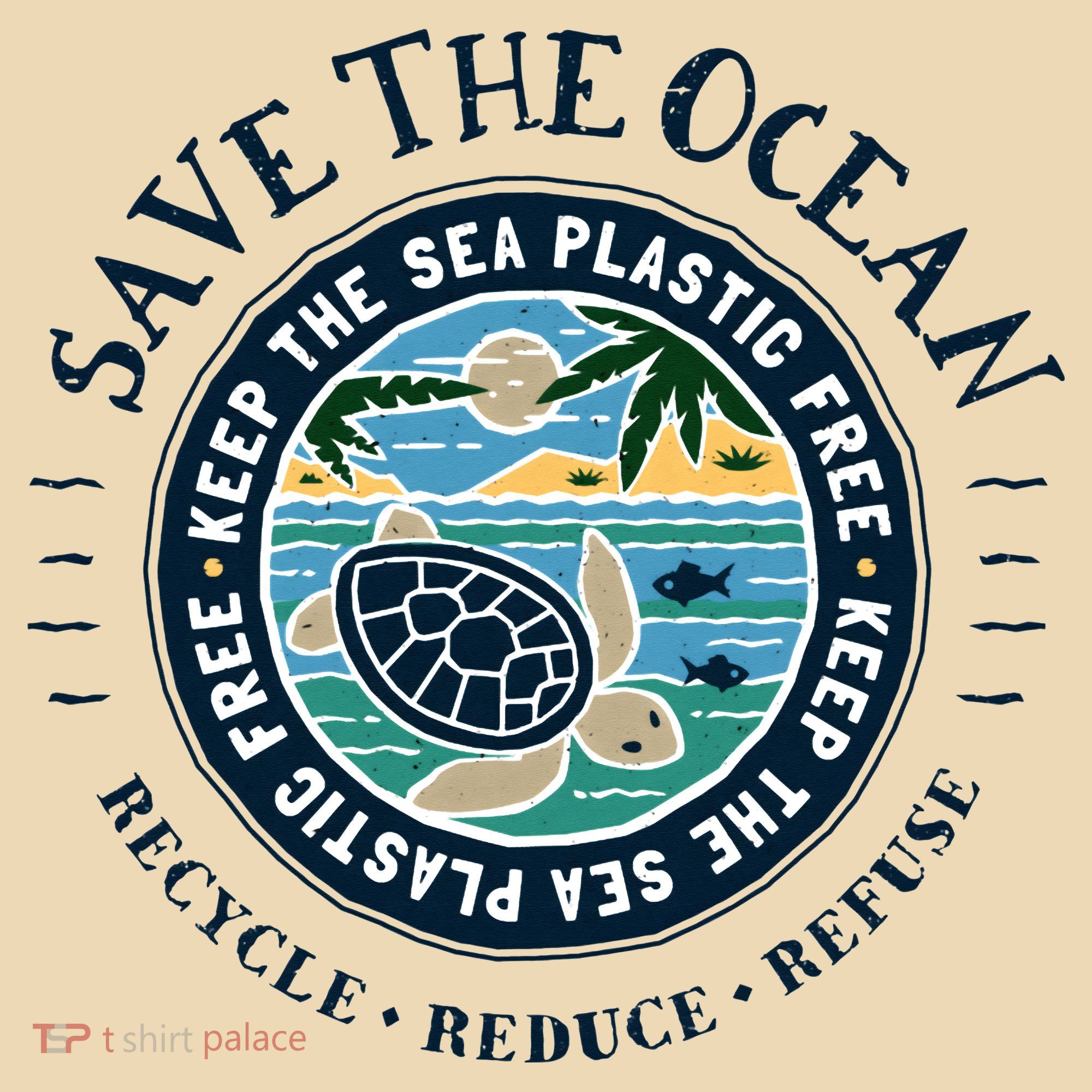 Save The Ocean Keep The Sea Plastic Free Turtle Scene Tote Bag