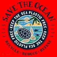 Save The Ocean Keep The Sea Plastic Free Turtle Scene Santa Hat thumb 1