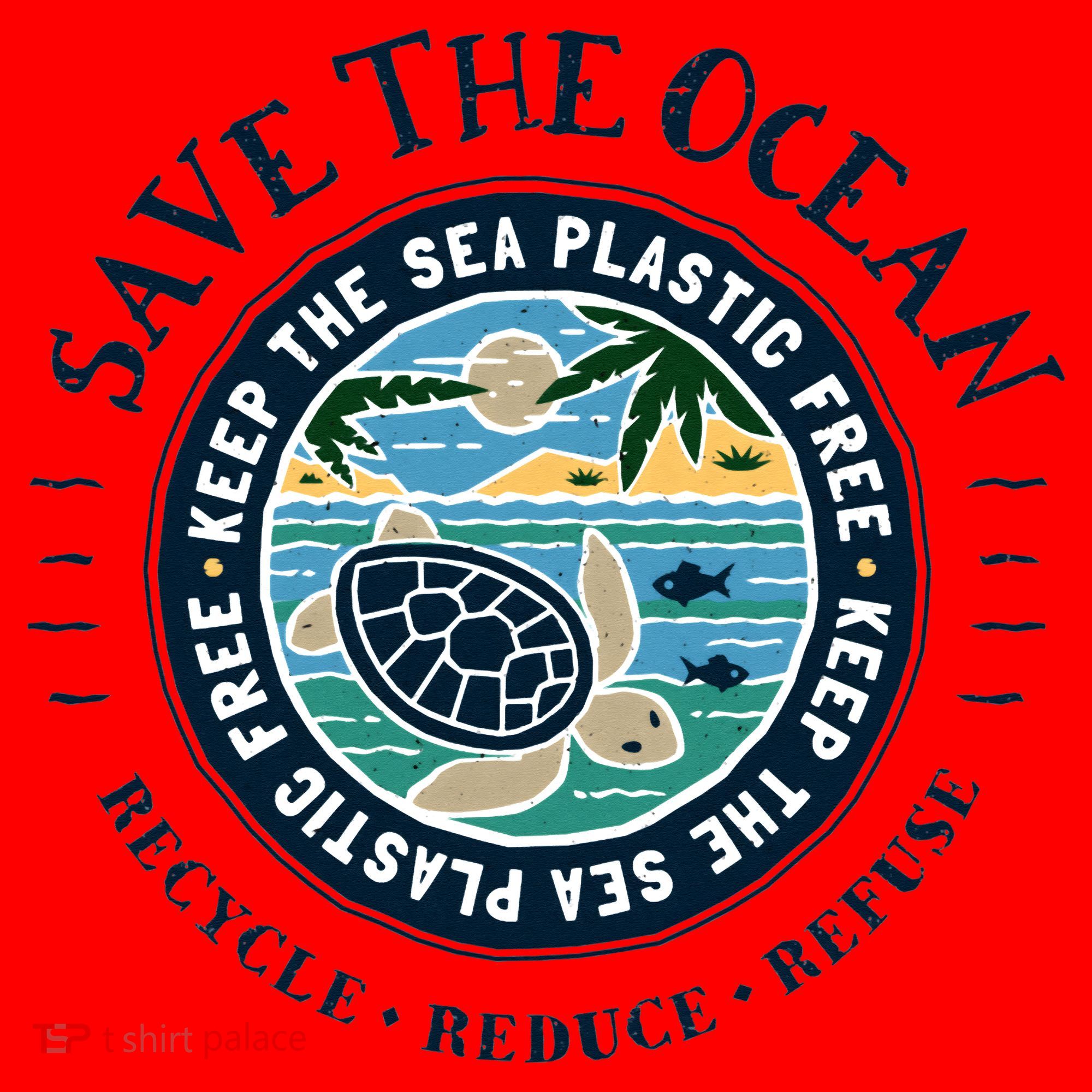 Save The Ocean Keep The Sea Plastic Free Turtle Scene Santa Hat