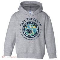 Save The Ocean Keep The Sea Plastic Free Turtle Scene Toddler Hoodie thumb 0
