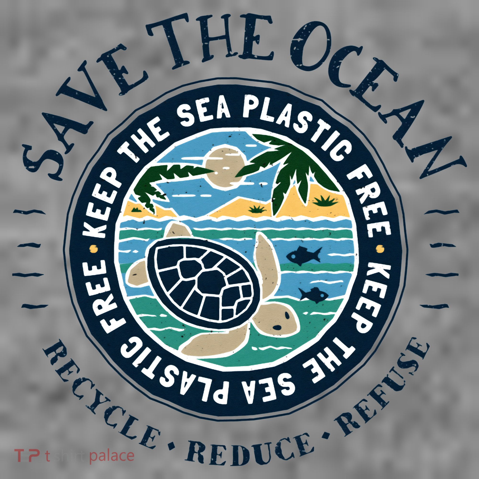 Save The Ocean Keep The Sea Plastic Free Turtle Scene Toddler Hoodie