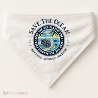 Save The Ocean Keep The Sea Plastic Free Turtle Scene USA-Made Doggie Bandana thumb 0