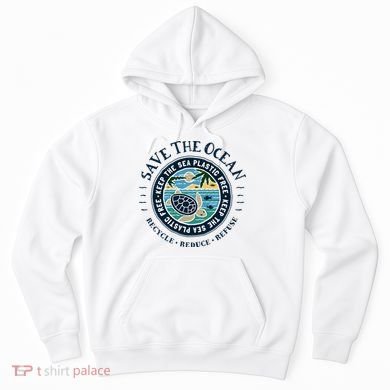 Save The Ocean Keep The Sea Plastic Free Turtle Scene Hoodie