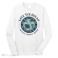 Save The Ocean Keep The Sea Plastic Free Turtle Scene Long Sleeve Shirt thumb 0