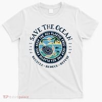 Save The Ocean Keep The Sea Plastic Free Turtle Scene T-Shirt thumb 0