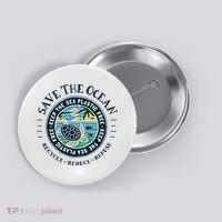 Save The Ocean Keep The Sea Plastic Free Turtle Scene Button thumb 0