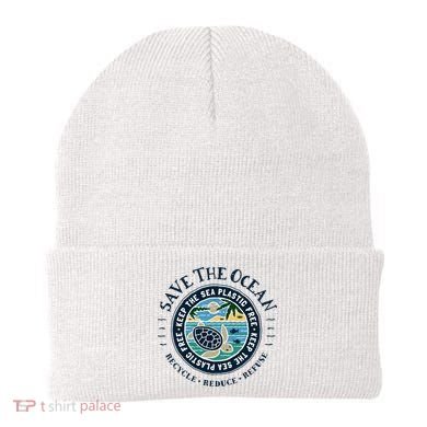 Save The Ocean Keep The Sea Plastic Free Turtle Scene Beanie