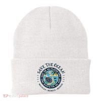 Save The Ocean Keep The Sea Plastic Free Turtle Scene Beanie thumb 0