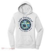 Save The Ocean Keep The Sea Plastic Free Turtle Scene Women's Hoodie thumb 0