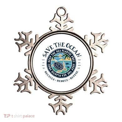 Save The Ocean Keep The Sea Plastic Free Turtle Scene Ornament