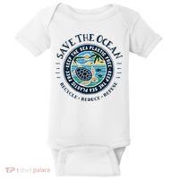 Save The Ocean Keep The Sea Plastic Free Turtle Scene Baby Bodysuit thumb 0