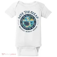 Save The Ocean Keep The Sea Plastic Free Turtle Scene Baby Bodysuit thumb 0