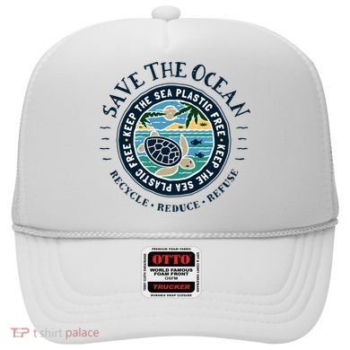 Save The Ocean Keep The Sea Plastic Free Turtle Scene Hat