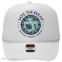 Save The Ocean Keep The Sea Plastic Free Turtle Scene Hat thumb 0