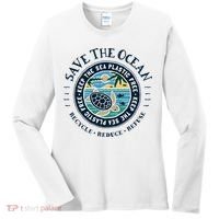 Save The Ocean Keep The Sea Plastic Free Turtle Scene Women's Long Sleeve Shirt thumb 0