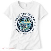 Save The Ocean Keep The Sea Plastic Free Turtle Scene Women's T-Shirt thumb 0