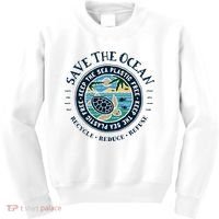 Save The Ocean Keep The Sea Plastic Free Turtle Scene Kids Sweatshirt thumb 0