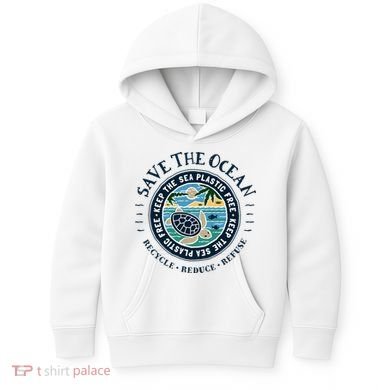 Save The Ocean Keep The Sea Plastic Free Turtle Scene Kids Hoodie