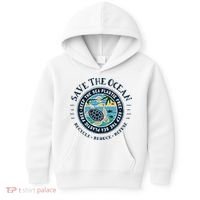 Save The Ocean Keep The Sea Plastic Free Turtle Scene Kids Hoodie thumb 0