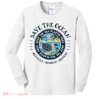 Save The Ocean Keep The Sea Plastic Free Turtle Scene Kids Long Sleeve Shirt thumb 0