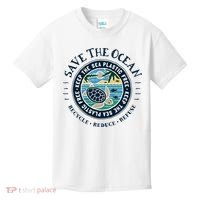 Save The Ocean Keep The Sea Plastic Free Turtle Scene Kids T-Shirt thumb 0