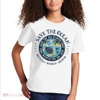Save The Ocean Keep The Sea Plastic Free Turtle Scene Kids T-Shirt thumb 2