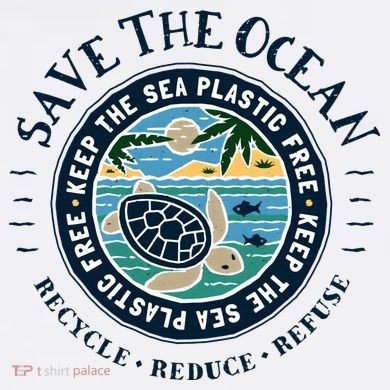 Save The Ocean Keep The Sea Plastic Free Turtle Scene Full Zip Hoodie
