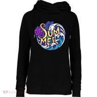 Summer Tropical Ocean Wave Womens Funnel Neck Pullover Hood thumb 0