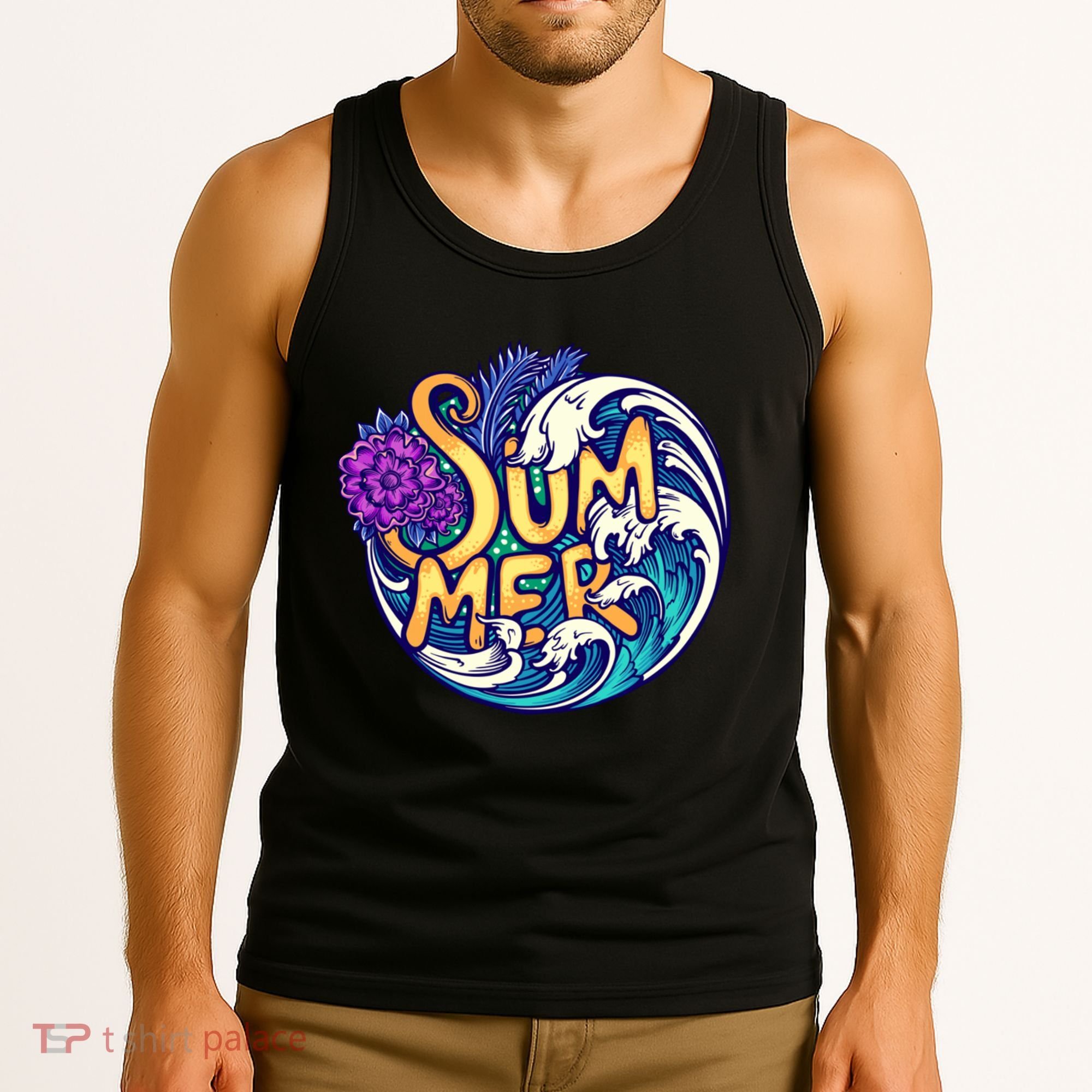 Summer Tropical Ocean Wave Tank Top