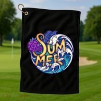 Summer Tropical Ocean Wave Golf Towel thumb 1