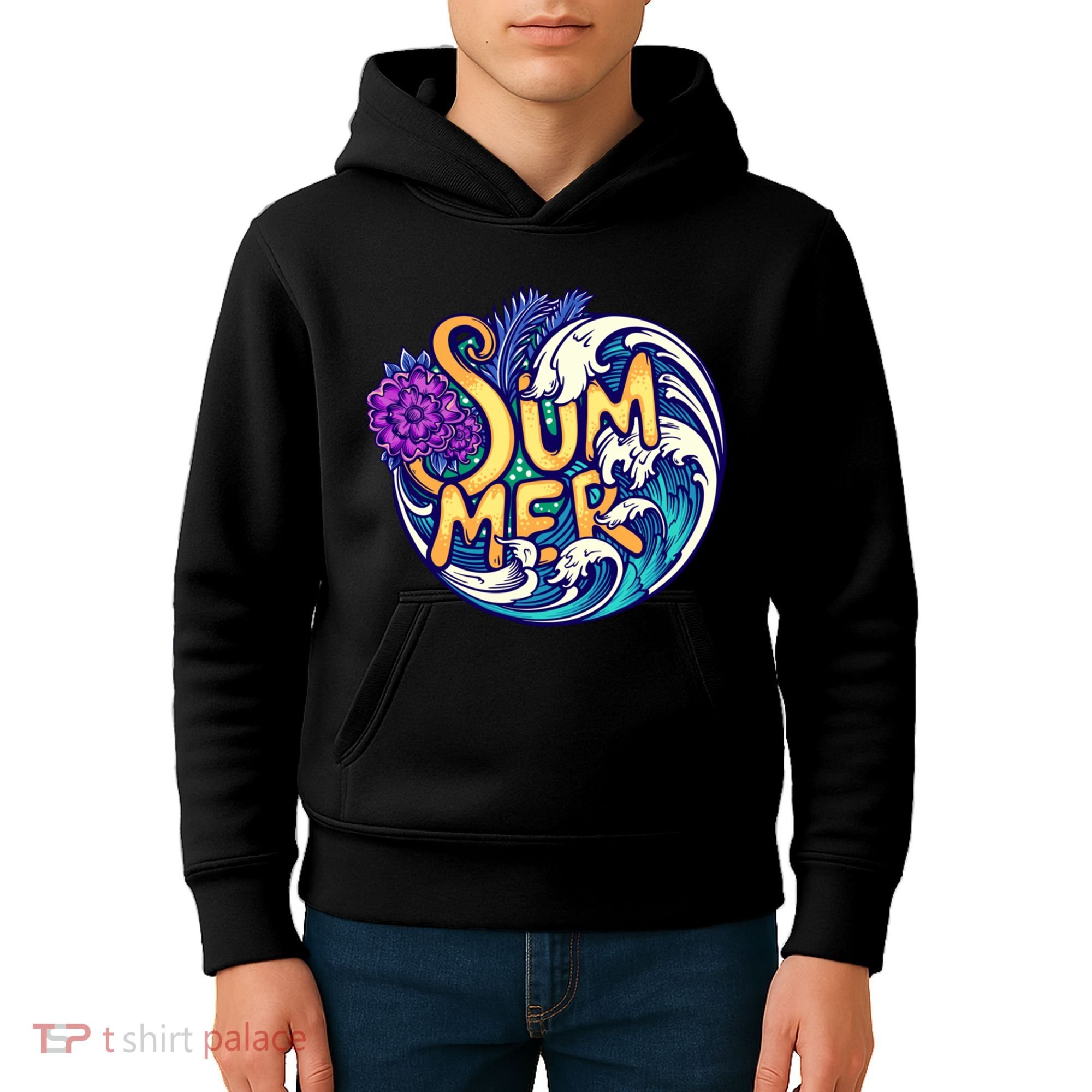 Summer Tropical Ocean Wave Kids Hoodie