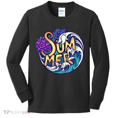 Summer Tropical Ocean Wave Kids Long Sleeve Shirt