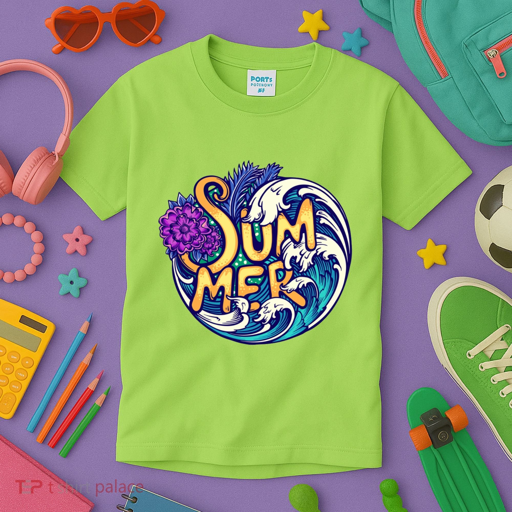 Summer Tropical Ocean Wave Kids T-Shirt