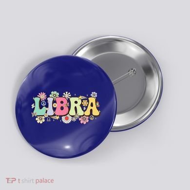 September To October Birthday Groovy Retro Libra Zodiac Sign Gift Button