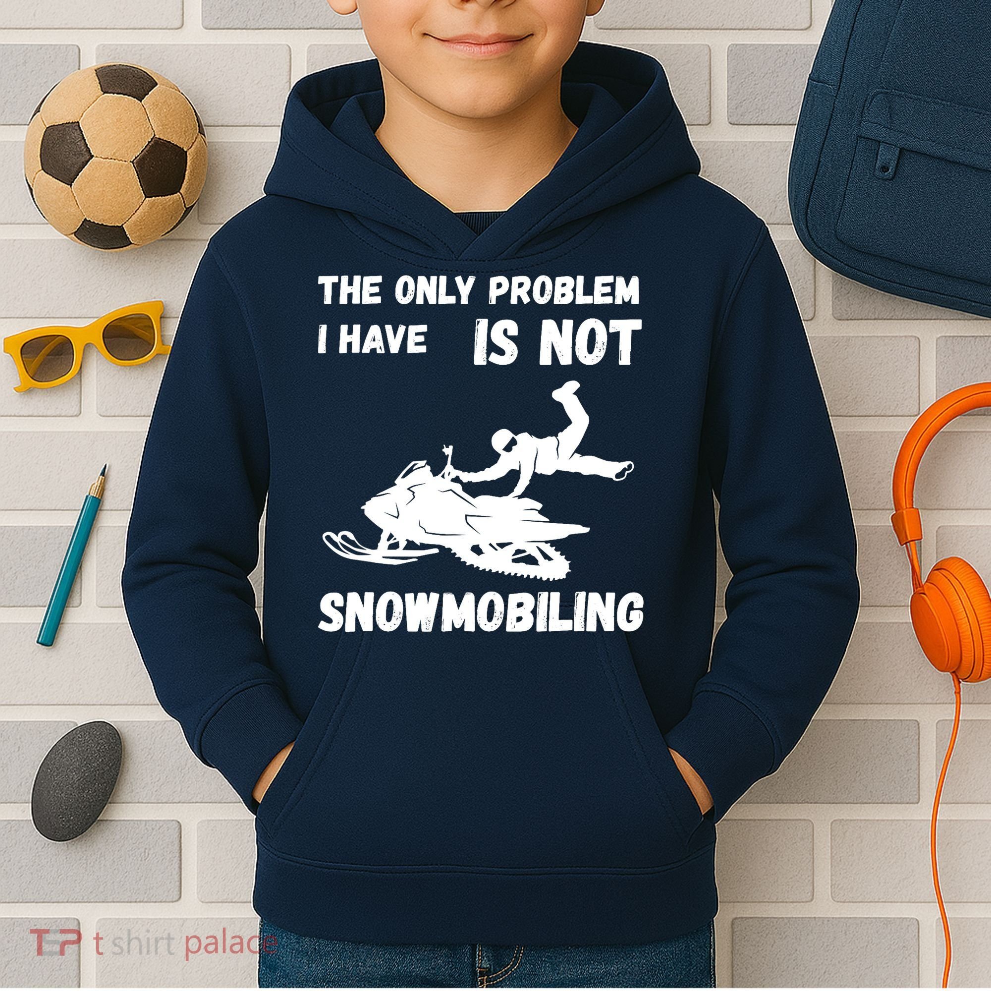 Snowmobiling The Only Problem Snowmobile Winter Sport Kids Hoodie