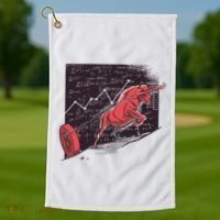 Stock Market Bitcoin Bull Golf Towel thumb 1