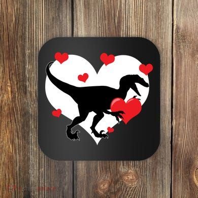 Stole My Heart Cute Dinosaur Coaster