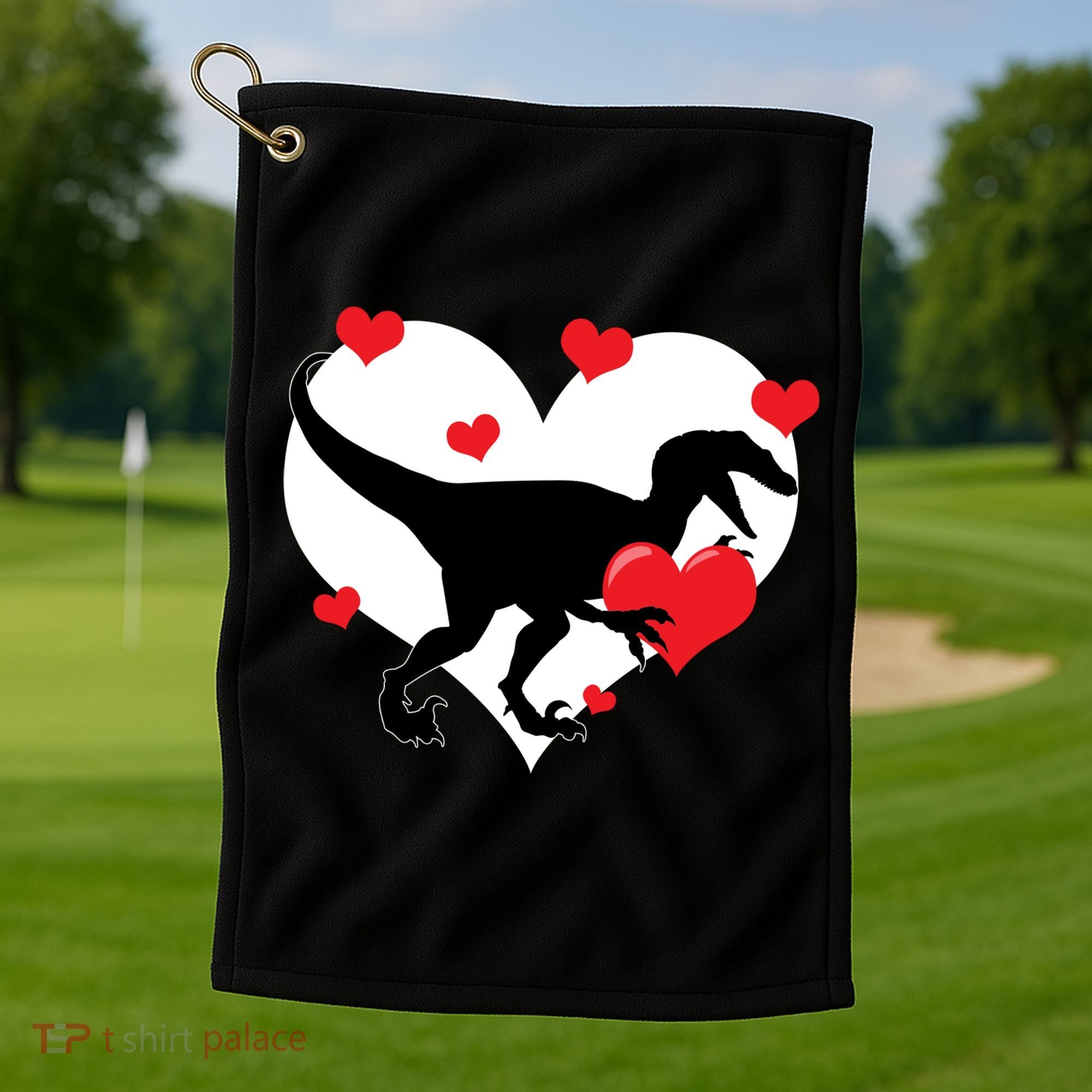 Stole My Heart Cute Dinosaur Golf Towel