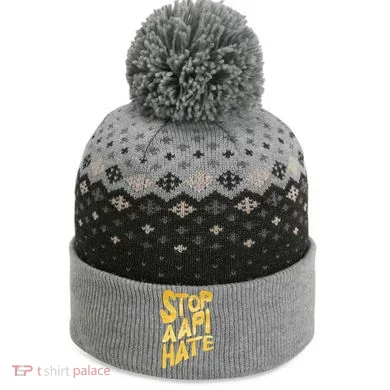 Stop AAPI Hate Painted The Baniff Cuffed Pom Beanie