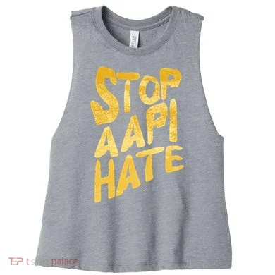 Stop AAPI Hate Painted Women's Racerback Cropped Tank