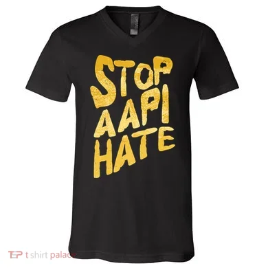 Stop AAPI Hate Painted V-Neck T-Shirt