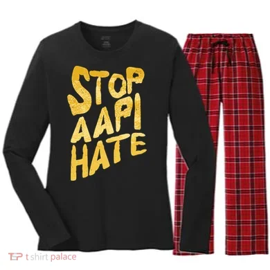 Stop AAPI Hate Painted Women's Long Sleeve Flannel Pajama Set